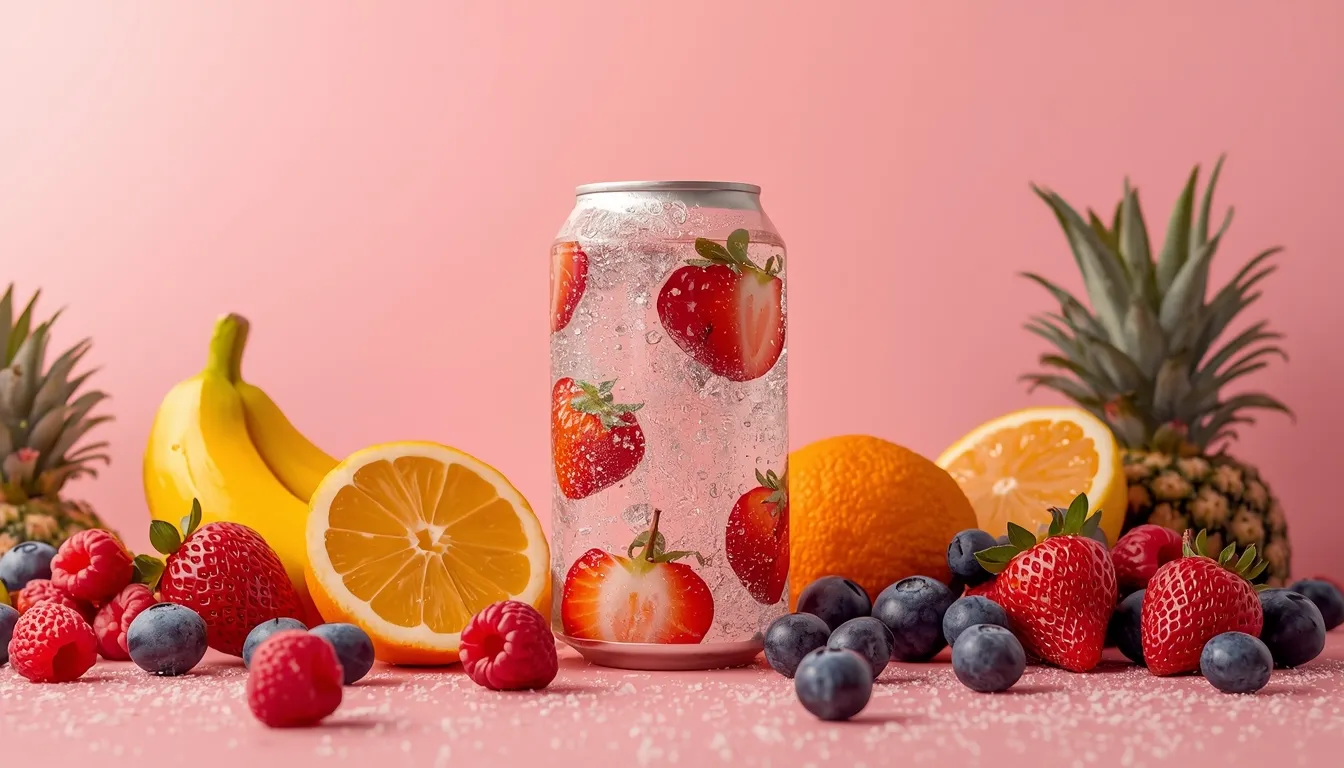 Kan met fruit smaakwater en verse ingrediënten
